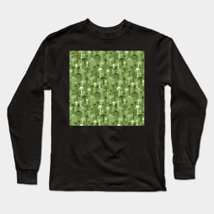 Mushrooms in Green Long Sleeve T-Shirt